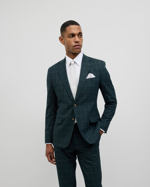 Sebastian Windowpane Check Tailored Jacket, Khaki Windowpane, hi-res